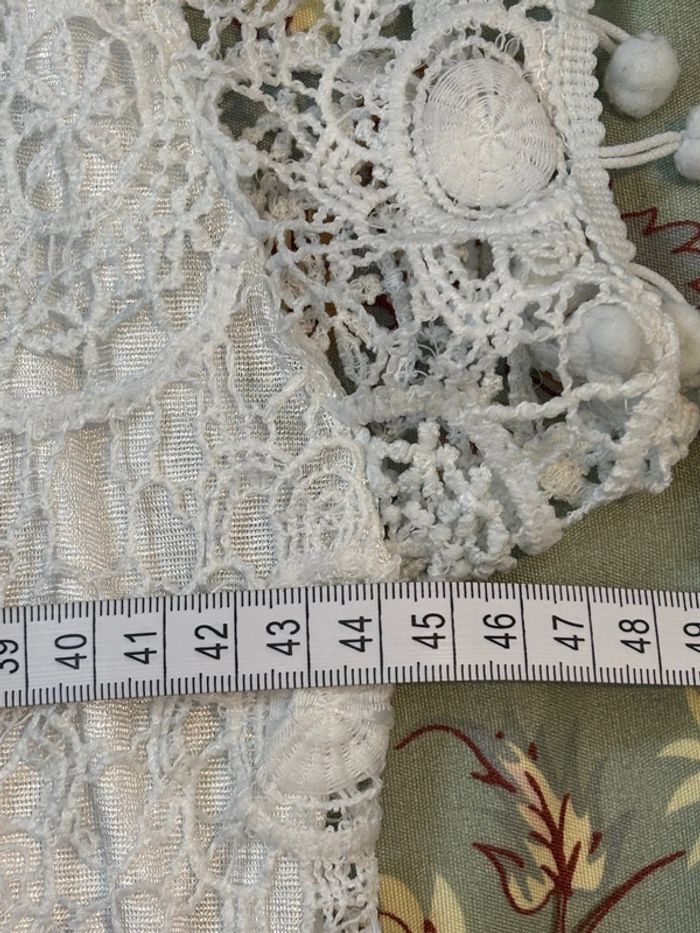 Blouse bohème blanche dentelle/crochet et pompons 36/38 - photo numéro 6