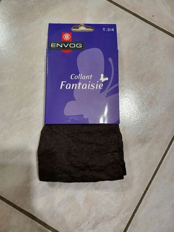 Collant marron fantaisie fleurs