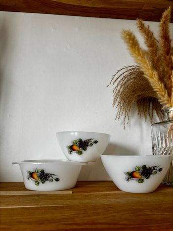 Vintage lot de 3 bols Arcopal fruits de France