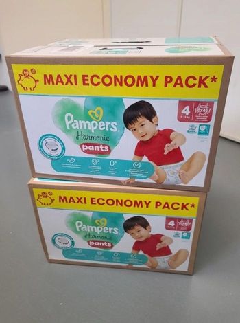 2 cartons de couches pampers harmonie pants taille 4
