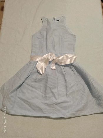 Robe fille rayée bleu clair
