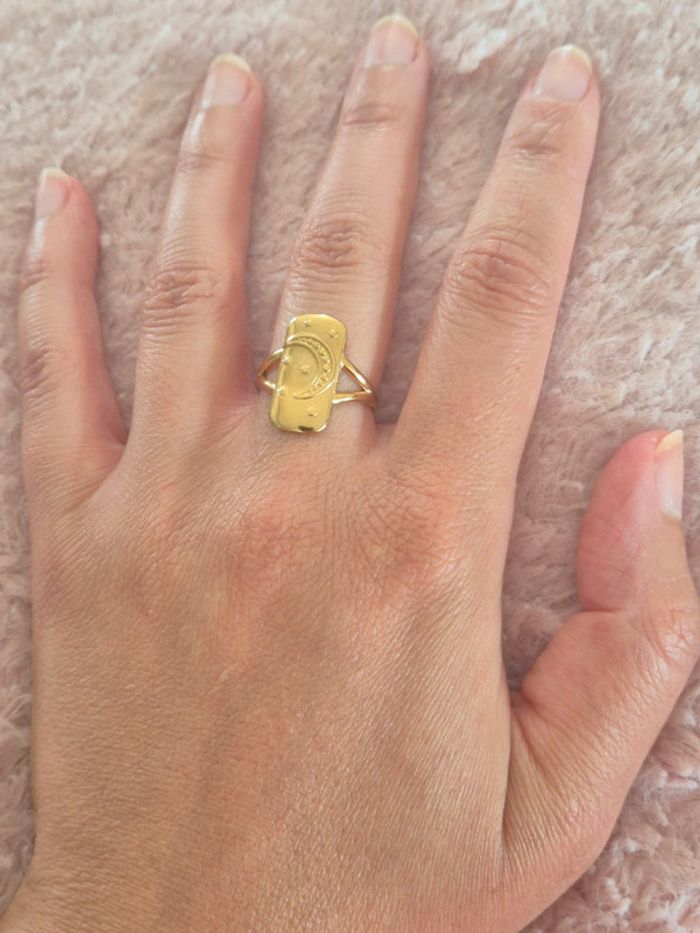 Jolie bague motif etoile et lune en acier - photo numéro 3