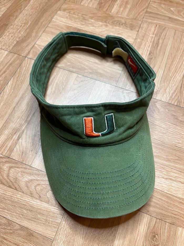 Casquette visière ajustable orange et vert vintage Nike Miami Hurricanes