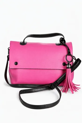 Sac à main rose fuchsia avec bandoulière – style tendance – bon état