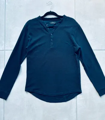 Magnifique t-shirt manches longues homme bleu marine Zara