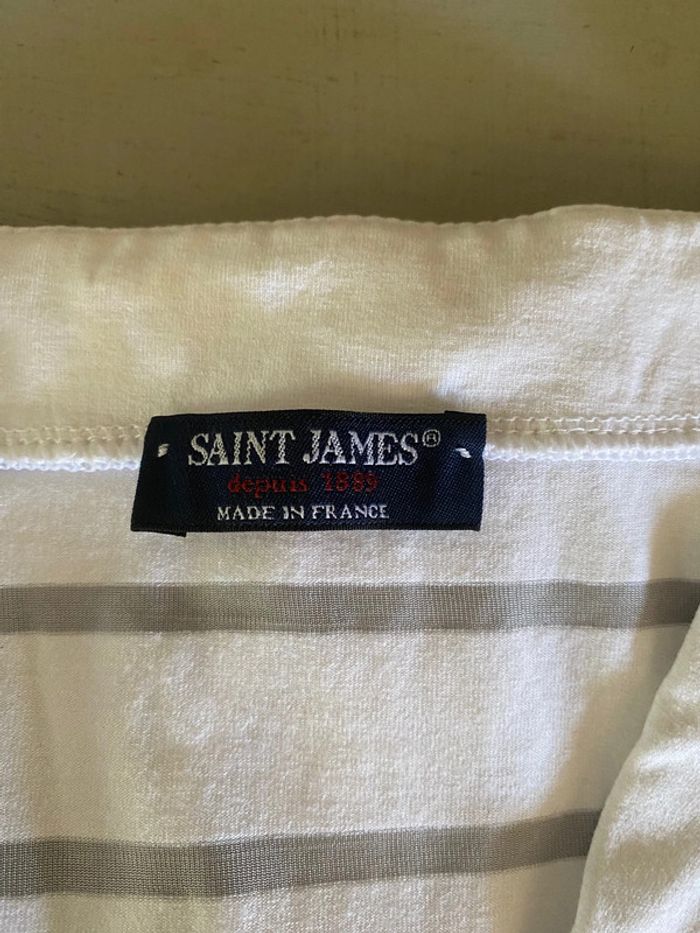 Tee shirt Saint James blanc et gris à rayures taille XL Made in France - photo numéro 18