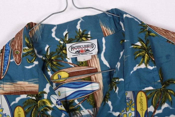 Chemise Hawaïenne vintage 90's en coton motif palmiers et îles Made in USA (#250024) - photo numéro 5