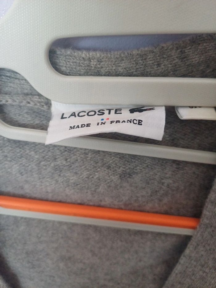 Gilet lacoste femme gris très bon état logo brodé vert taille XL - photo numéro 4