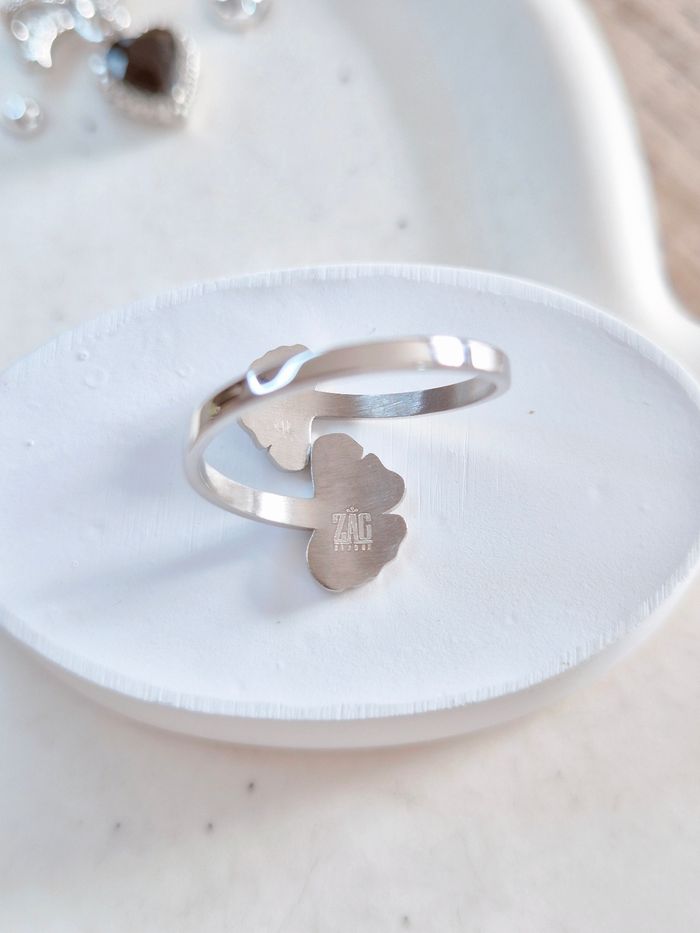Bague argentée feuilles de ginkgo Zag - photo numéro 3