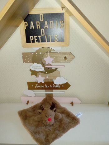 Doudou renne cerf tex baby nez rouge