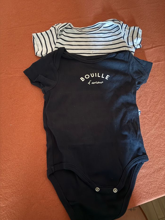 2 bodys marinière + bouille d’amour bleu 36M