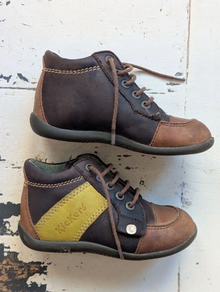 Chaussures montantes cuir marron Kickers – Taille 24 - photo numéro 2