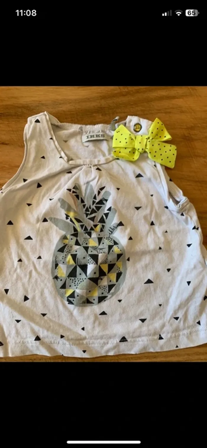 Ensemble ikks short débardeur ananas taille 12 mois - photo numéro 5