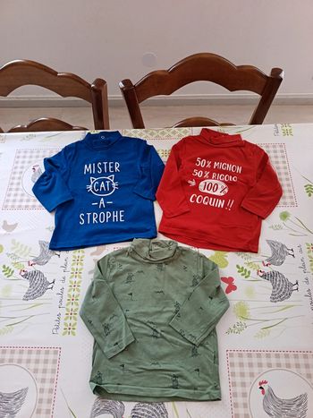 Lot de 3 tee-shirt col roulé Gémo 12 mois