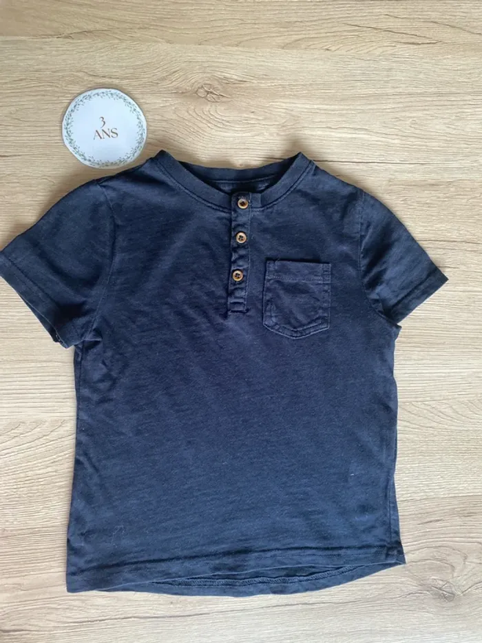 Tee-shirt manche courte bleu marine garçon 3 ans Kiabi