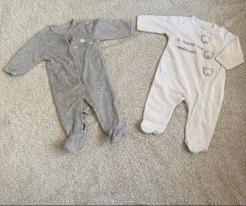 Lot de 2 pyjamas épais croisés  Mixtes - T3mois - Vertbaudet et kimbaloo 