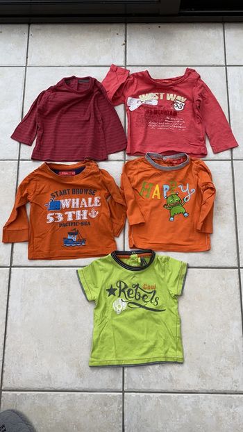 Lot 5 tee-shirts garçon 9 mois