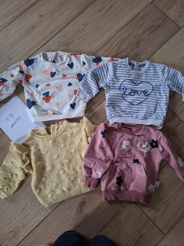 Lot pulls bébé fille 18 mois