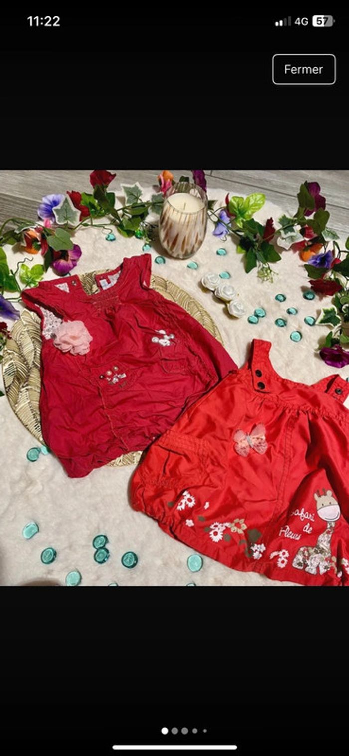 💫Lot 2 robes rouges 6 mois – Bébé fille – Très bon état💫