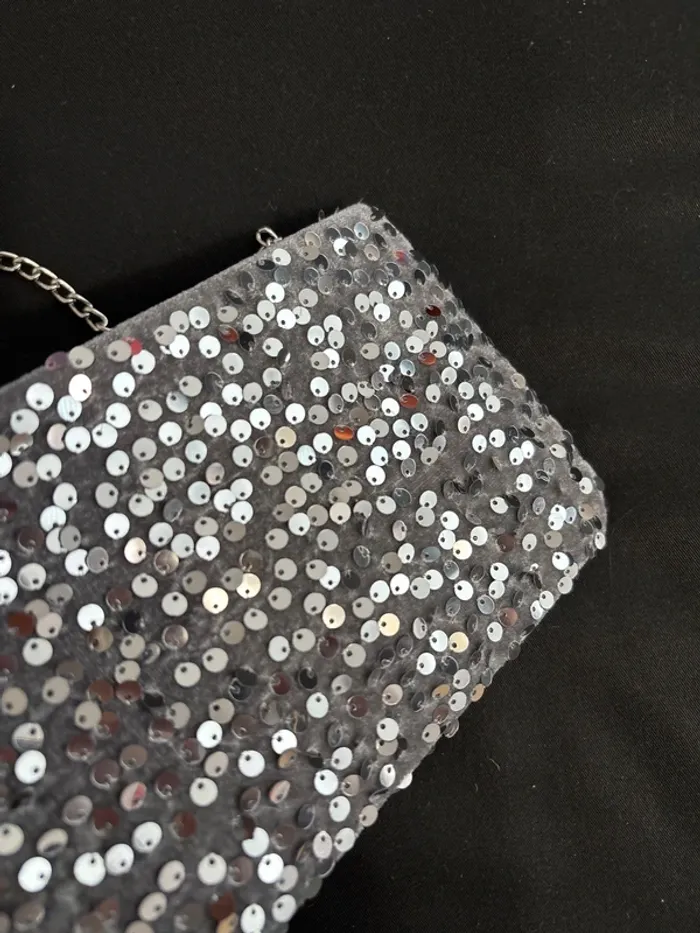 Pochette / sac à sequins argentés - photo numéro 3