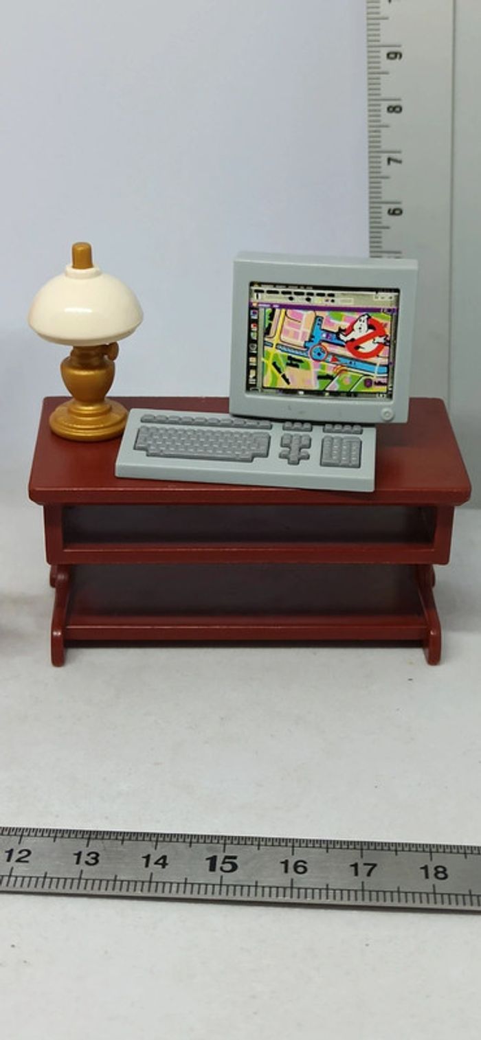 Meuble bureau avec ordinateur lampes et chaises playmobil - photo numéro 7