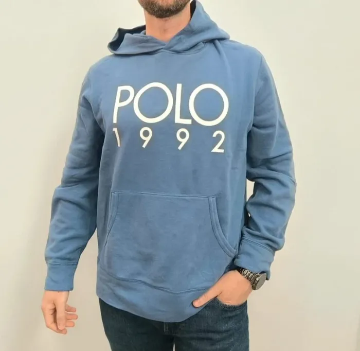 Sweat Polo Ralph Lauren homme bleu taille L capuche bon état - quelques tâches
