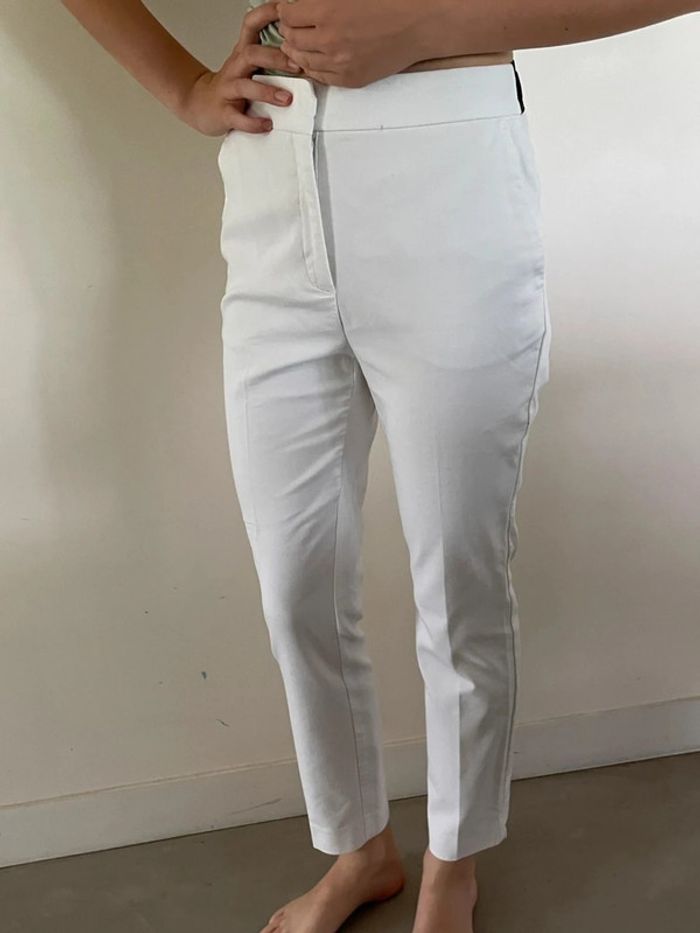 Pantalon blanc Zara coupe droite M - photo numéro 3
