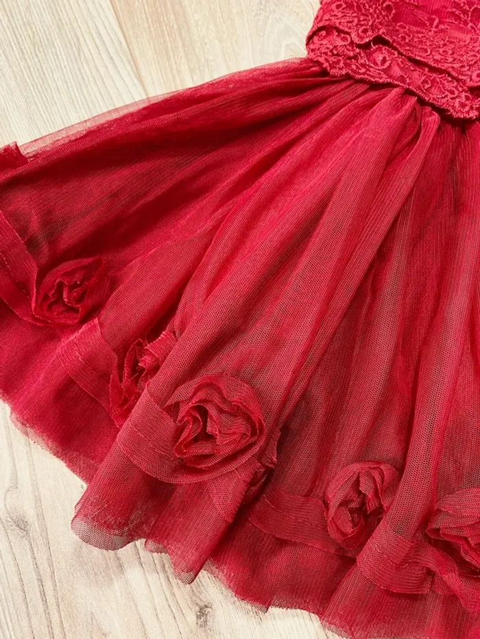 Taille 2 ans Robe princesse fille Orchestra rouge bordeaux * broderie tulle * 🌹 - photo numéro 2