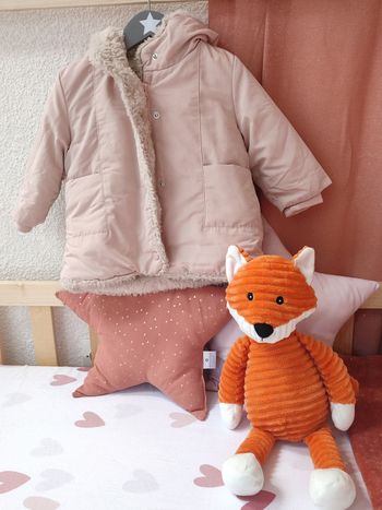Manteau chaud avec fourrure à l'intérieur - Rose pâle - 18 mois -  Proche du neuf - Gémo