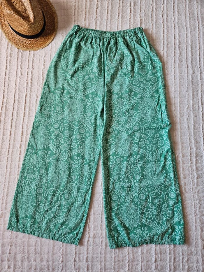 Pantalon vert jambes larges taille 38 - photo numéro 3