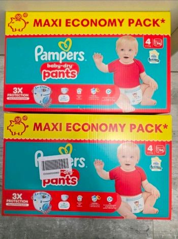 🍼 Pampers Baby-Dry – Taille 4 (9–15 kg) – Lot 2x94 couches – Neuf