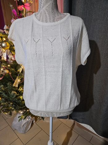 Pull blanc à manches courtes