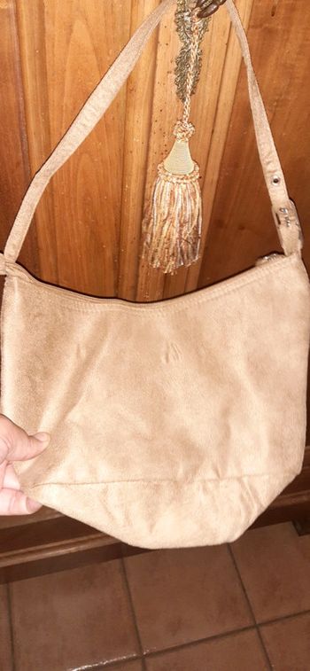 Petit sac à main en suédine marron clair neuf