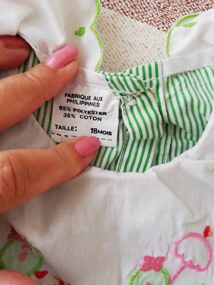 Robe manches courtes rayée verte 18 mois - photo numéro 2
