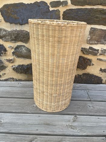 Panier à linge en rotin avec tissus - Vintage 