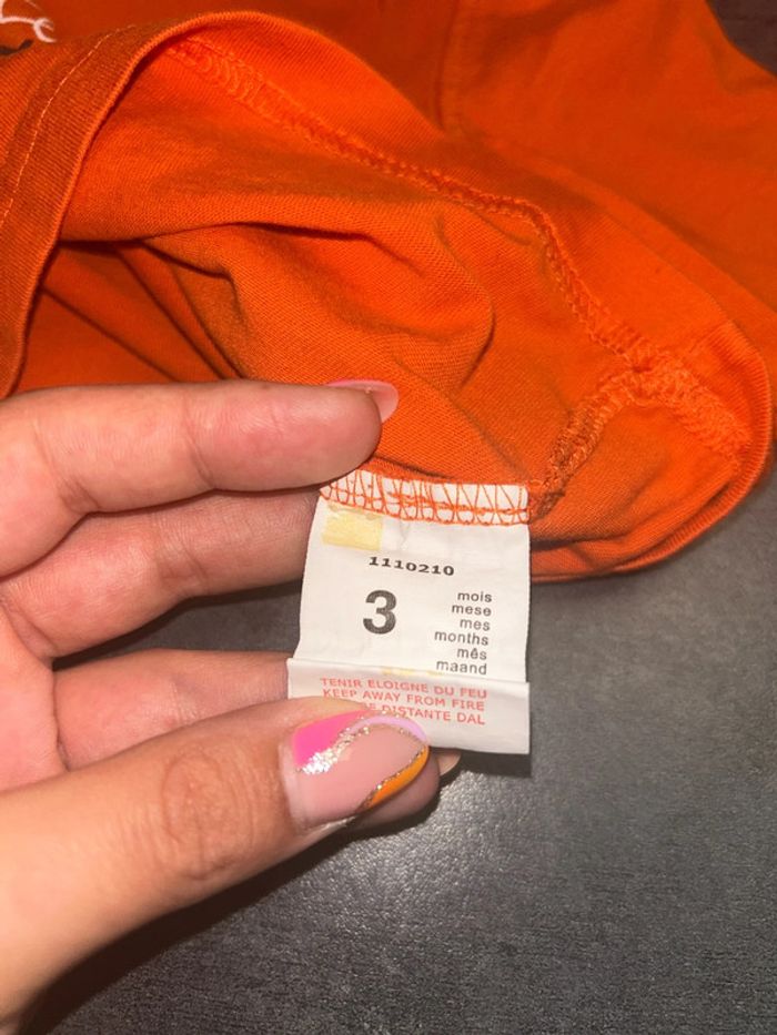 Tee shirt a mangues longues bébé orange - photo numéro 5