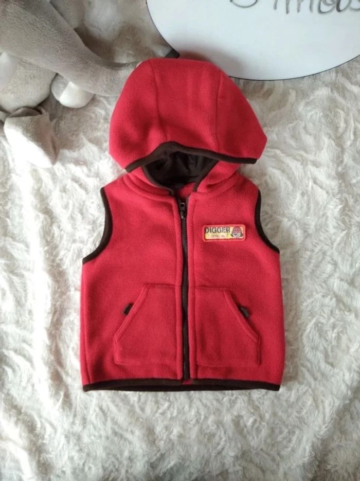 Veste gilet zippé sans manche avec capuche Garçon 6 mois Chien Digger company - photo numéro 2