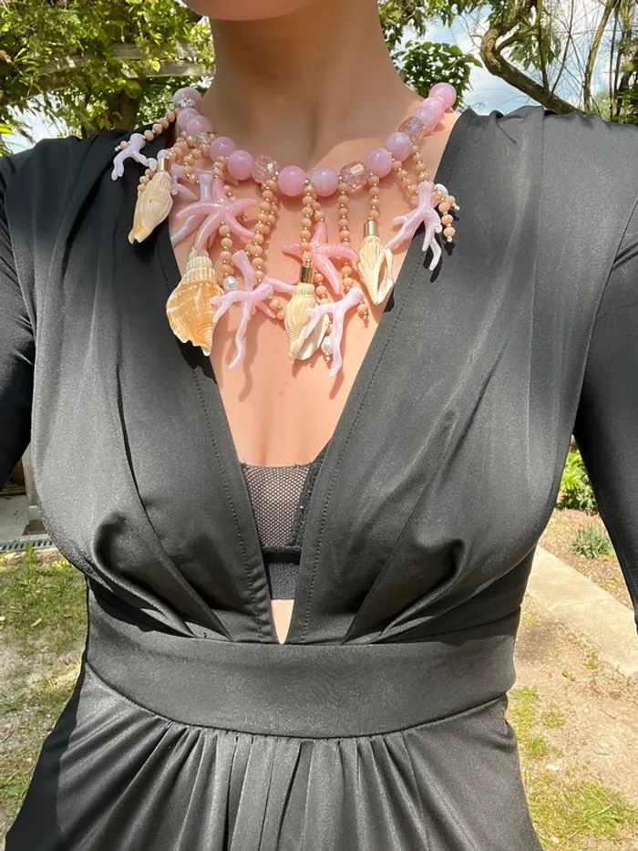 Collier kitsch coquillage verre acier inoxydable Ibiza Summer bohème champêtre Summer capri - photo numéro 2