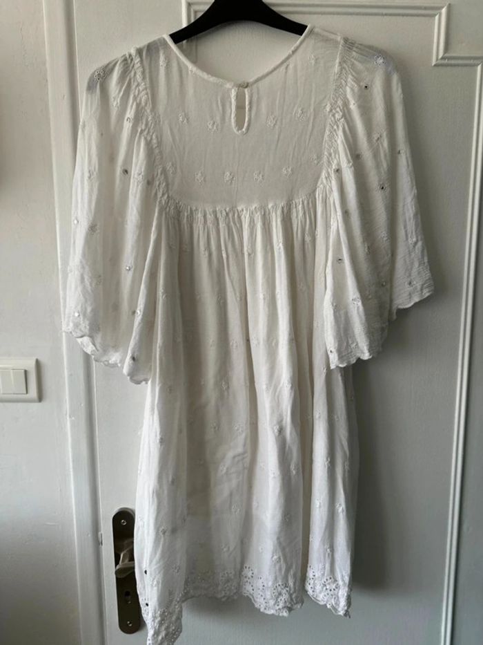Robe courte oversize manches courtes avec broderies blanc taille M Mango - photo numéro 5