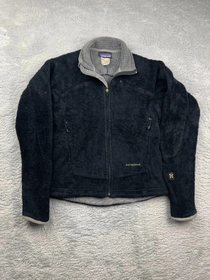 Veste polaire légère full zip / zippé épaisse à fourrure Patagonia USA Noir / Gris Taille S Femme