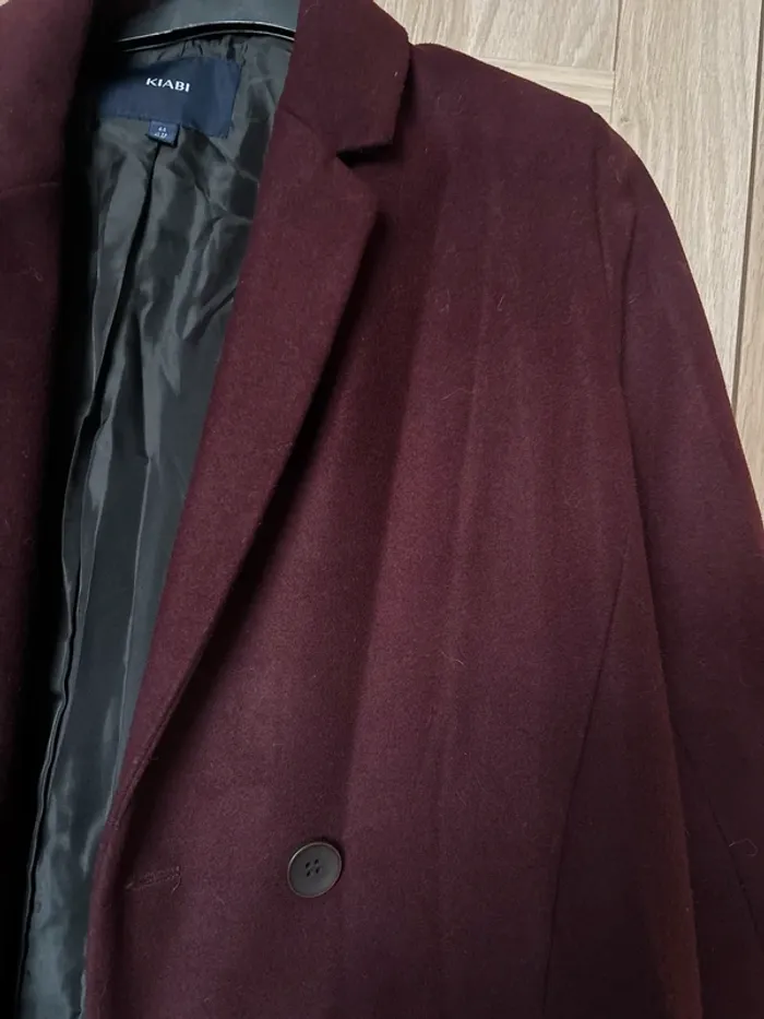 Manteau col tailleur aspect lainage bordeaux KIABI t.44 - photo numéro 2