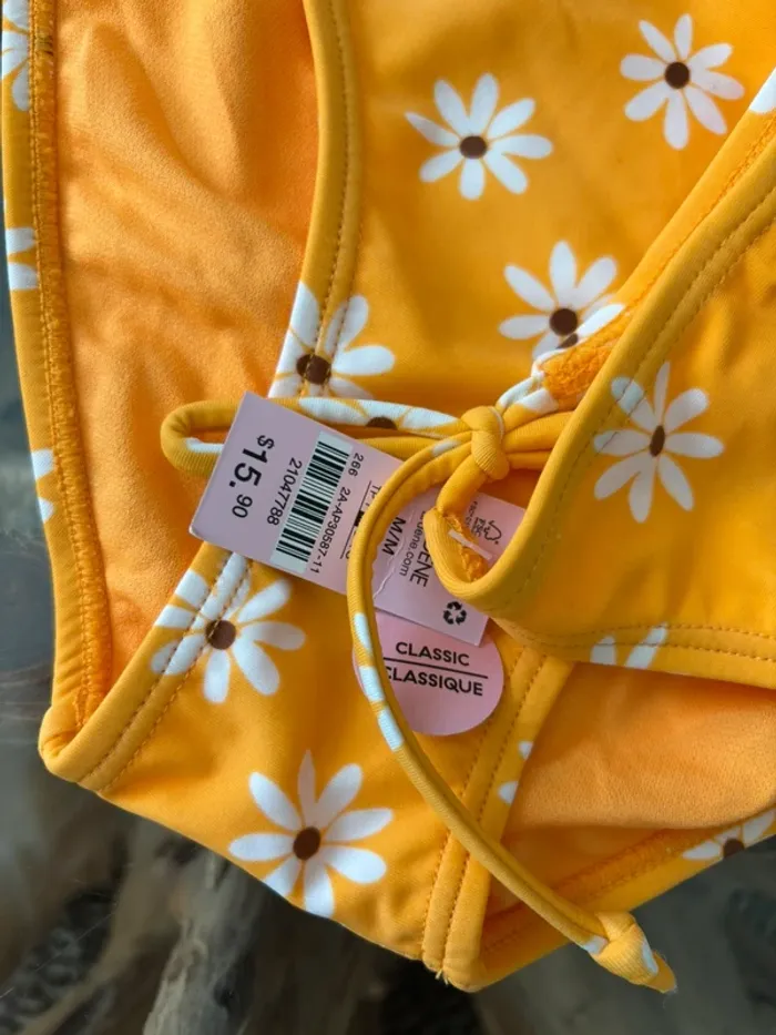 Bas de maillot de bain Ardene jaune fleurs ficelles - photo numéro 5