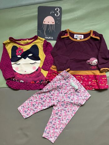 Lot 3 mois de 2 tee-shirts manches longues et un legging Sergent major