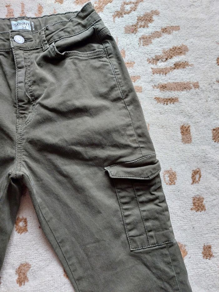 Jean skinny kaki avec poches style cargo taille 34 - photo numéro 3