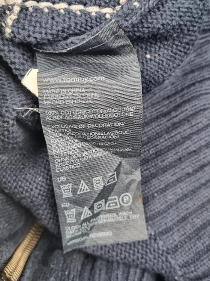 Veste zippée bleu marine à losanges Tommy Hilfiger – Taille L Homme (mesures en photos) - photo numéro 9