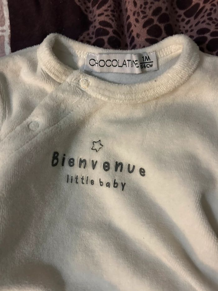 Pyjama 2 pièce fille 1 mois, chocolatine, bébé, pantalon, naissance - photo numéro 2