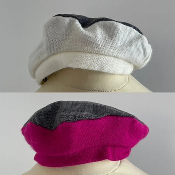 Chapeau fille rose et gris