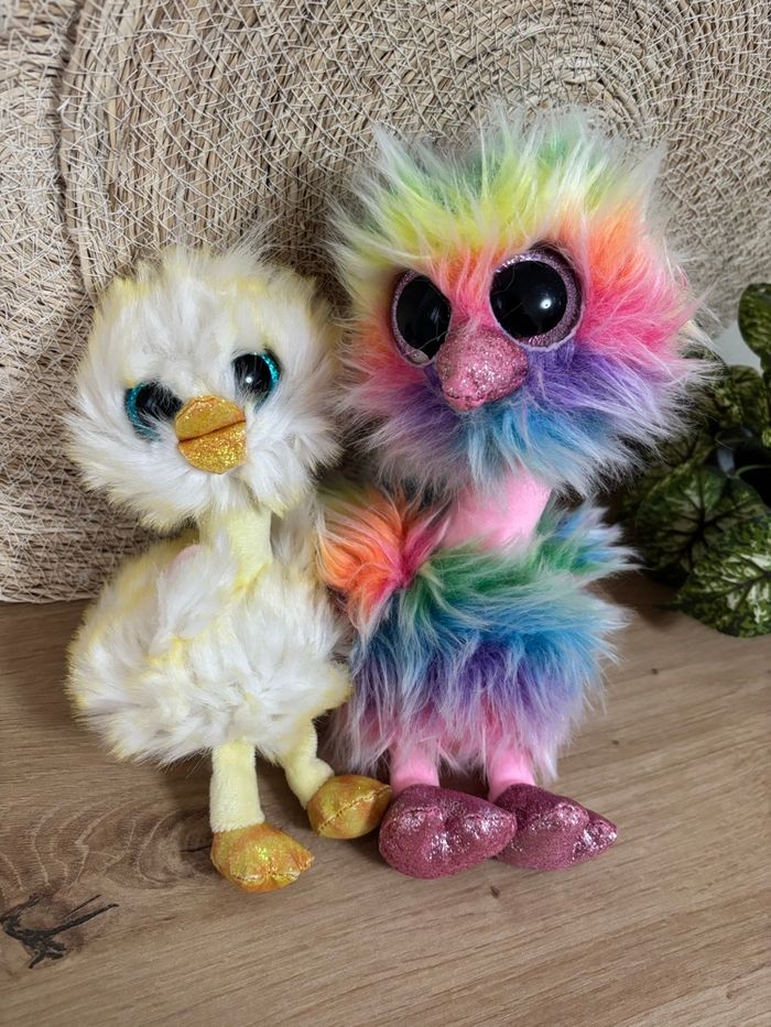 Lot de 2 doudous autruche Asha Benedict ty - photo numéro 3