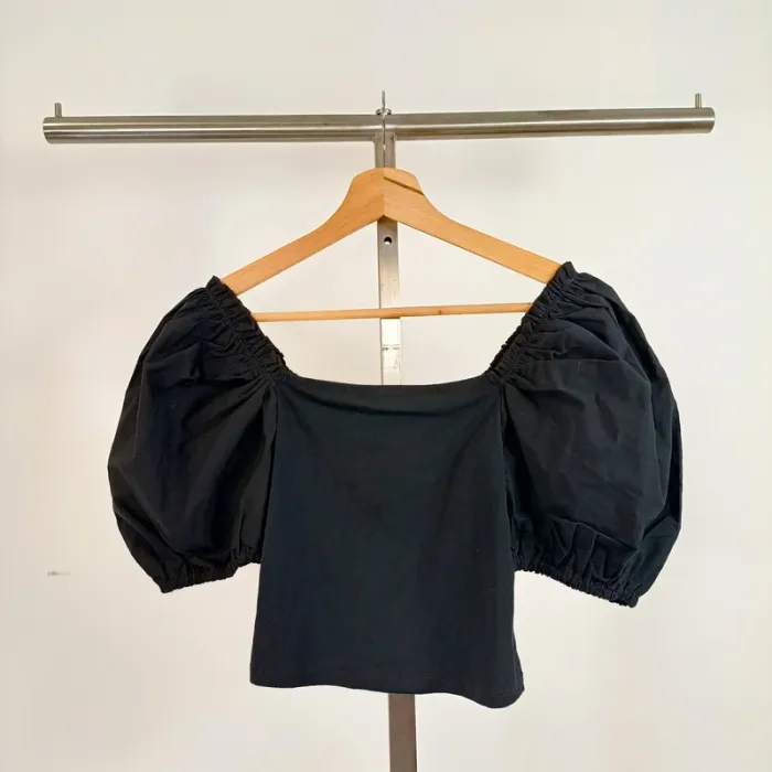 Top noir à manches ballon – Topshop – Taille 38 (M) A672