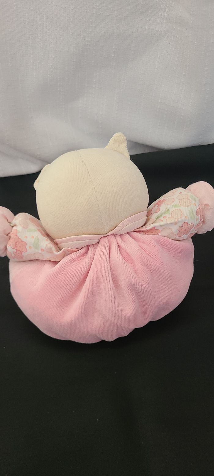 Doudou chat rose Etoile KALOO 16 cm Tissu fleurs Lilirose - photo numéro 3